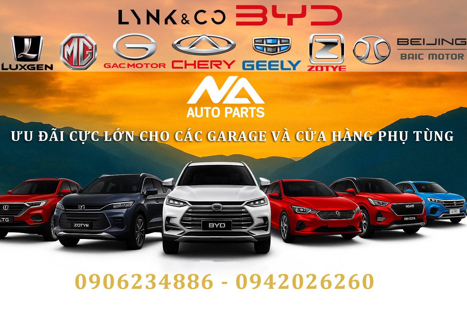 MG, LUXGEN, BYD, ZOTYE, BEIJING, CHERY, LYNK&CO, HAVAL, GEELY, GAC MOTOR - Nhất Anh Auto